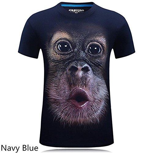 rqnpn5 2018 Ropa de Verano de los Hombres Camiseta con Cuello en V de Manga Corta Animal Monkey/Lion 3D Camiseta Impresa Digital de Homme de Gran tamaño 5XL, B, XL