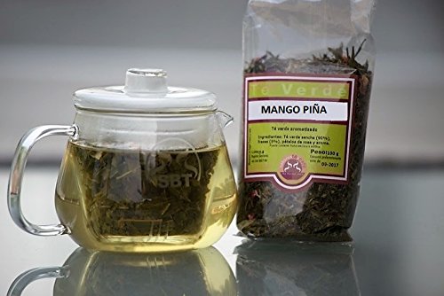 SABOREATE Y CAFE THE FLAVOUR SHOP Té Verde Sencha Japonés Mango y Piña En Hoja Hebra A Granel Infusión Natural Adelgazante 100 gr