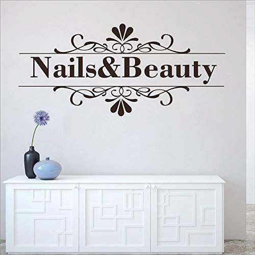 Salón de uñas Pegatinas de pared Tienda de uñas Spa de mano Diseño artístico Salón de manicura Calcomanía de pared Vinilo Durable Fácil de quitar Art Deco Adhesivo de pared A4 100x45 cm