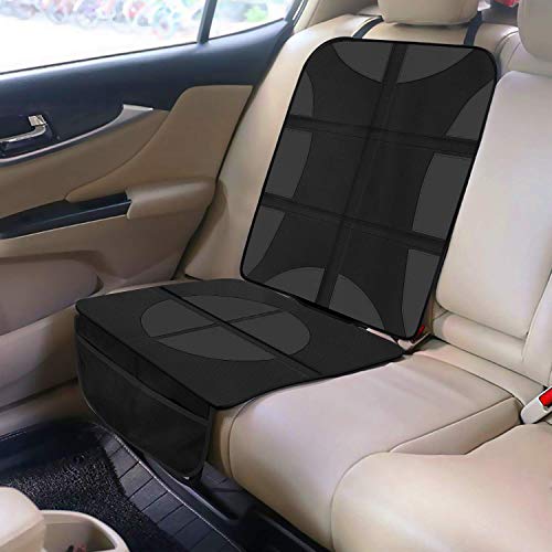 SANBLOGAN Protector Asiento Coche, 1 PACK Protector Asiento Coche niños, Bebe Protector Asiento Delantero Coche Protector Asiento Trasero Coche Fácil de Limpiar y Arreglar para Sillas de Coche Negro