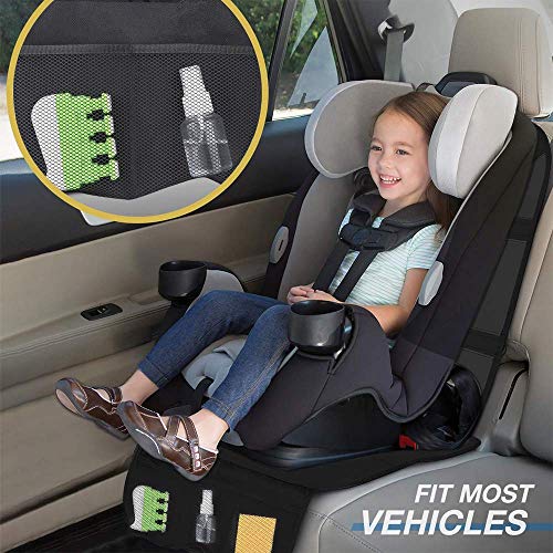 SANBLOGAN Protector Asiento Coche, 1 PACK Protector Asiento Coche niños, Bebe Protector Asiento Delantero Coche Protector Asiento Trasero Coche Fácil de Limpiar y Arreglar para Sillas de Coche Negro