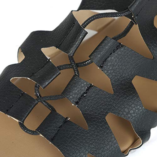 Sandalias Mujer Verano 2019 Sandalias Planas Romano Gladiador Sandalias Playa Rodilla Botas Altas Chanclas para Mujer Zapatos Sandalias de Punta Abierta Roma Sandalias Fiesta Flip Flop vpass