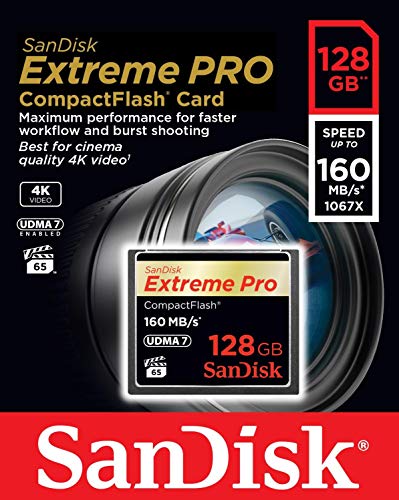 SanDisk SDCFXPS-128G-X46 128GB Extreme Pro 160MB/s CompactFlash Card, Negro