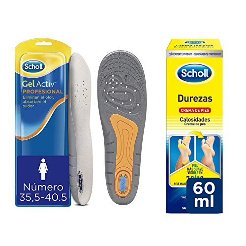 Scholl Plantillas Gelactiv Profesional Mujer + Crema de Pies para Durezas - 2 plantillas (Talla 35.5-40.5) + Crema 60ml