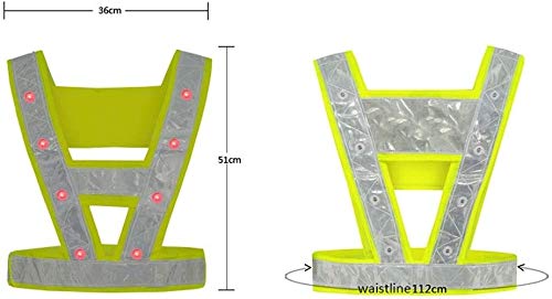 SCRT Luz LED hasta Seguridad Chalecos de Seguridad Reflectante Rayas Chaleco de Seguridad del Tráfico en la Noche Advertencia LED Ropa Chaleco de Seguridad (Color : Battery Model, Size : 36 * 51cm)