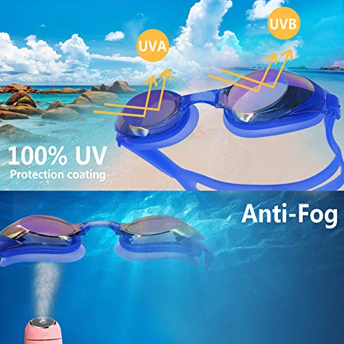 seenlast Gafas de Natación para Hombres Mujeres, Antiniebla Protección UV Sin Fugas Gafas Natación con Libre Clip de Nariz Enchufe de oído, Visión Amplia Clara para Piscina Deportes Acuáticos