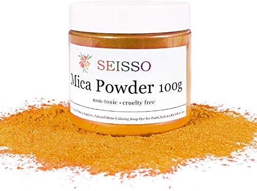 SEISSO Pigmento Perlado Resina UV,Colorantes para Jabon,Slime,Pintauñas -100 g,Oro