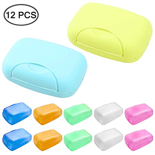 SENHAI - Juego de 2 jabones y 10 fundas para cabezal de cepillo de dientes, jabonera con tapa, funda protectora para cepillo de dientes para viajes, hogar, actividades al aire libre