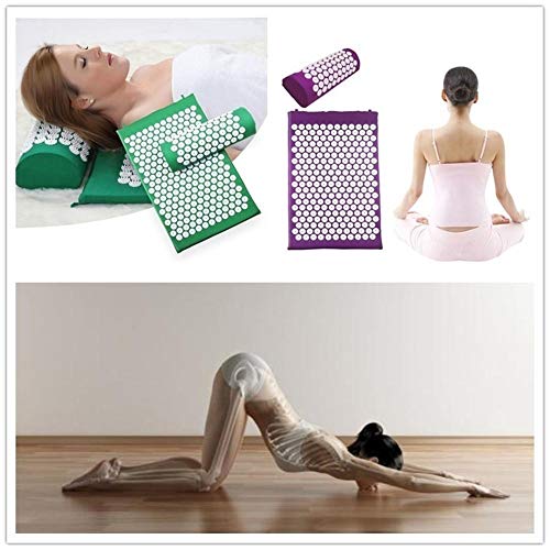 Set de acupresión multiusos, esterilla de yoga y masaje con cojín para aliviar el dolor de cuello, los músculos y el insomnio