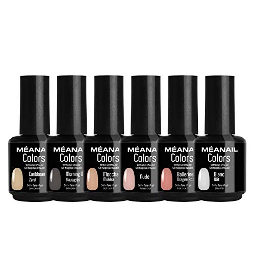 Set de Esmaltes de Uñas Gel UV LED 6 Colores Esmaltes Semipermanente Laca Soak Off Gel Nail Polish Collection Nude Ideal Manicura y Pedicura