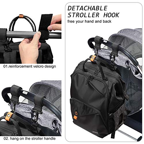 Sevego Mochila para Pañales, Bolso para Bebé, Mochila para Cambiar Pañales Resistente Agua, Bolso para Cochecito con Colchoneta para Cambiar Pañales, Elegante Bolso de Maternidad para Mamá y Papá