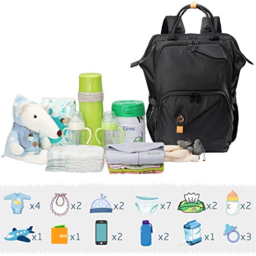 Sevego Mochila para Pañales, Bolso para Bebé, Mochila para Cambiar Pañales Resistente Agua, Bolso para Cochecito con Colchoneta para Cambiar Pañales, Elegante Bolso de Maternidad para Mamá y Papá