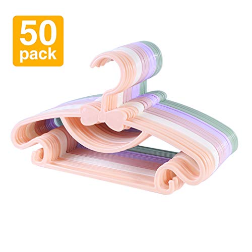 Sfesnid Perchas para Ropa de Bebé Percha Duradera Adecuada para Niños y Bebés 50pcs 29,5CM + 4pcs Organizador