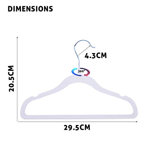 sfesnid Perchas para Ropa de infantiles de terciopelo Percha Duradera Adecuada Gancho Giratorio a 360°para Niños y Bebés 29,5CM, 20 Unidades