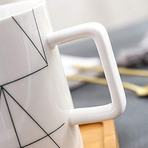 SGZBY Taza Bandeja De Madera Platillo De Taza De Café Creativo con Cuchara Taza De Cerámica Taza De Oficina De Negocios