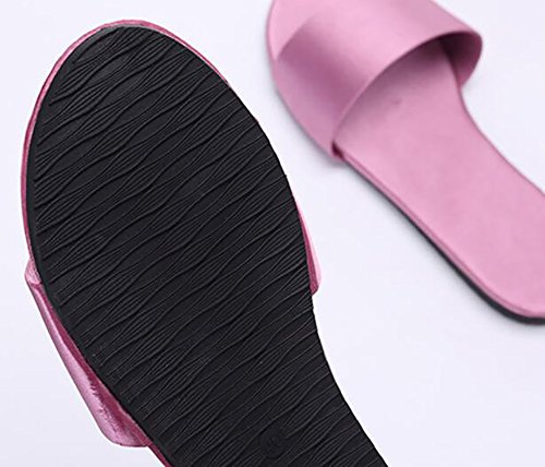 SHANGXIAN Mujeres Verano Zapatilla Familia Forro De Satén Zapatos Antideslizante Respirable Plano Zapatillas De Palabra,Purple,39