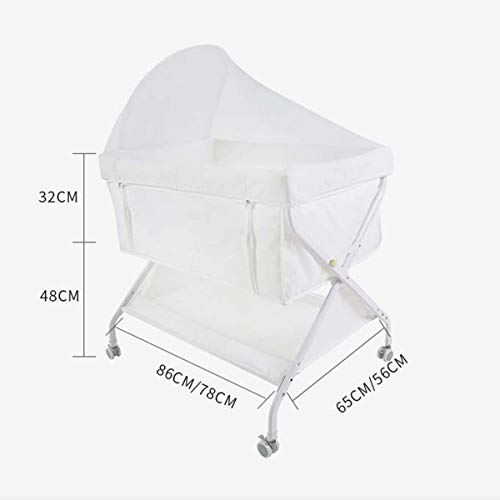 SHARESUN Cama Cuna de Noche de los niños Ultra-Compacto de Viaje de la cabecera de la Cuna -plegadizas Cuna portátil, Mochila portátil, Ligero, fácil de Llevar Play-Yard,Blanco