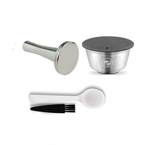 Shenykan Metal Rusable Coffee Capsule Filtro de Acero Inoxidable para Dolce Gusto EDG Lumio Rellenable Filtro Gotero Tamper - Plata