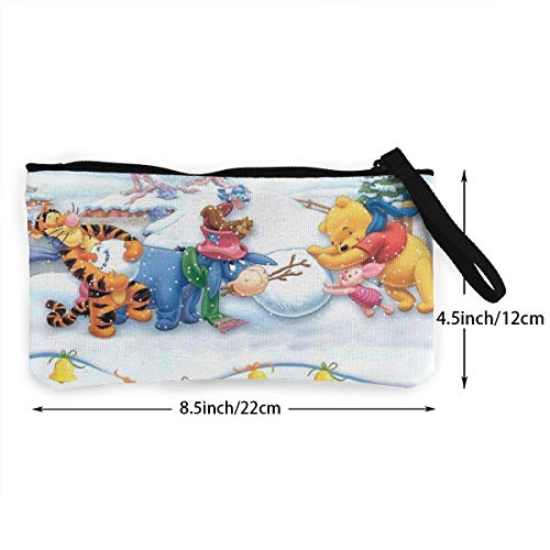 shibeili Winnie The Pooh Monedero de Lona con Cremallera Impresión Monedero pequeño para Mujer Bolso cosmético Monedero portátil multifunción