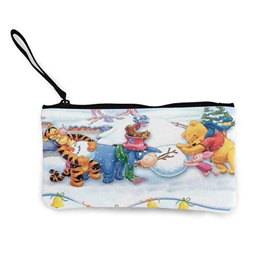 shibeili Winnie The Pooh Monedero de Lona con Cremallera Impresión Monedero pequeño para Mujer Bolso cosmético Monedero portátil multifunción