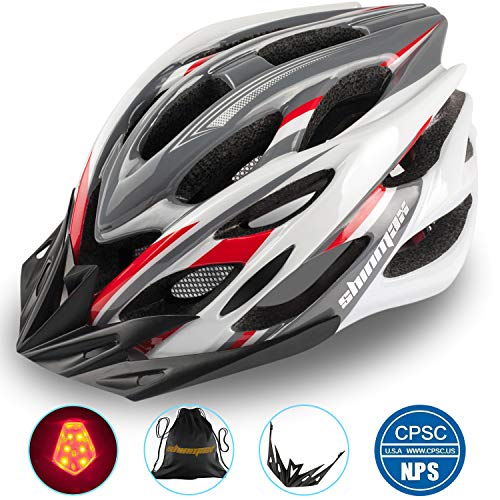 Shinmax Casco Especializado de la Bici con la luz Seguridad Casco Ciclo Adjustable Deporte Cascos Bici Bicicleta Camino Mountain Biking Motocicleta Hombres Mujeres Adultos