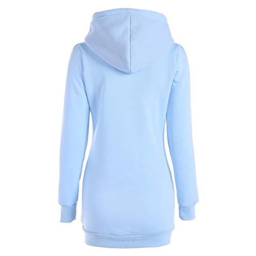 SHOBDW Mujer Liquidación Venta Sudadera con Capucha para de Color sólido Casual Fit Recta Invierno Manga Larga Tops Abrigos Chaqueta Sexy Vestidos Delgados (M, S-Azul Claro)