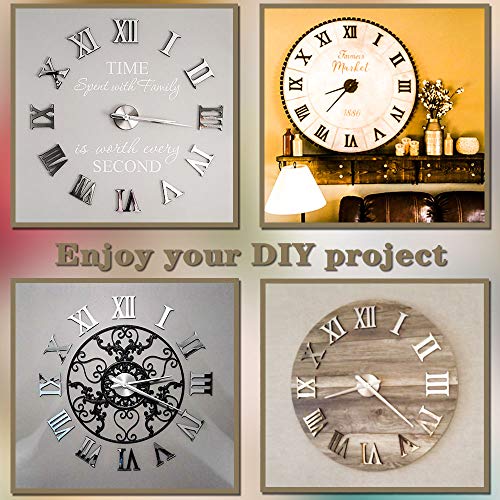 Silenciar DIY Frameless Gran Reloj De Pared Números Romanos 3D Relojes De Pared Espejo Pegatina para Ministerio del Interior Decoraciones (Plata)