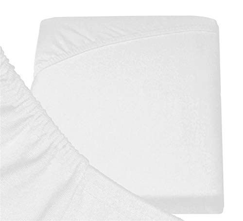 Silky Jersey - Sábanas bajeras 100% algodón Peinado, Jersey elástico de Tacto Suave, Sábana Resistente a Las Arrugas sin Plancha para colchón de hasta 30 cm de Altura - 120x200 cm Blanco