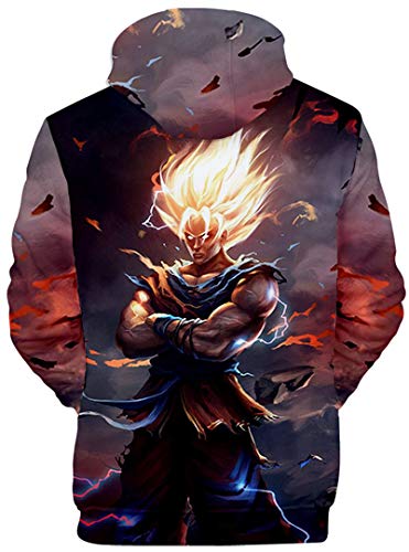 Silver Basic Sudaderas con Capucha de La Novedad del Niño Sudadera con Estampado 3D Dragon Ball para Adolescentes Sudadera con Capucha Japonesa para Fanáticos de La TV XS,602Goku llameante-3