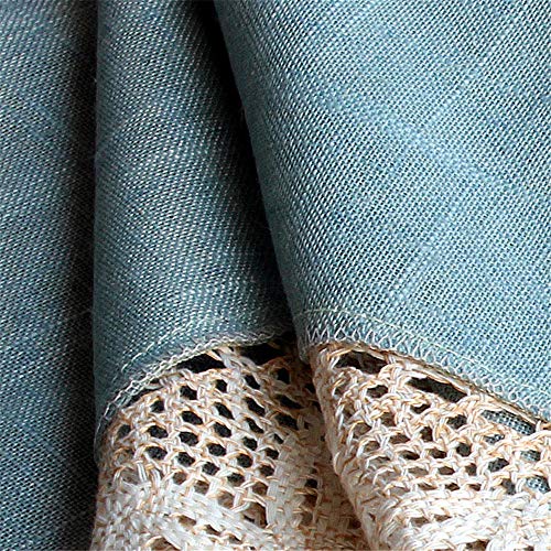 Simple Mantel Azul de Lino de algodón Borde de Encaje Rectangular a Prueba de Polvo Cubiertas de Mesa para Mesa de té Frigorífico Azul 50x60cm