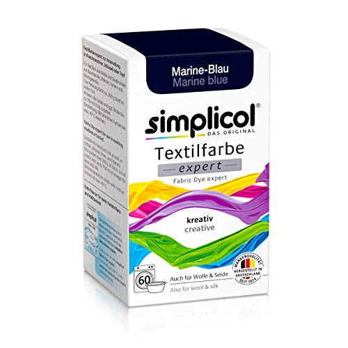 Simplicol Expert Fabric Dye Tinte de Coloración para Textiles: Lavado a Mano o Lavadora - Tiñe y Restaura Sus Telas y Ropa - Azul Marino