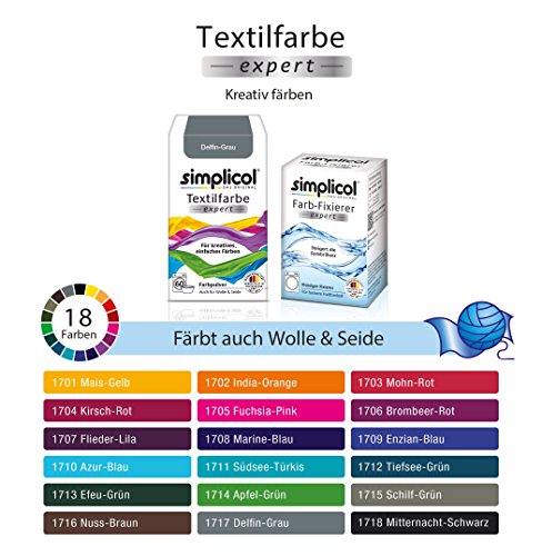 Simplicol Expert + fijador del Color Paquete de Kombi Fabric Dye: Tinte de Coloración para Textiles: Lavado a Mano o Lavadora - Gris