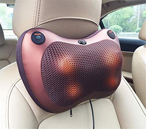 Sinbide Cojín de Masaje Shiatsu con 8 Rollos 3D Masajeador Almohada con Calor para Amasar Relajar Contracturas y Dolores Musculares en Casa Coche Oficina Marrón