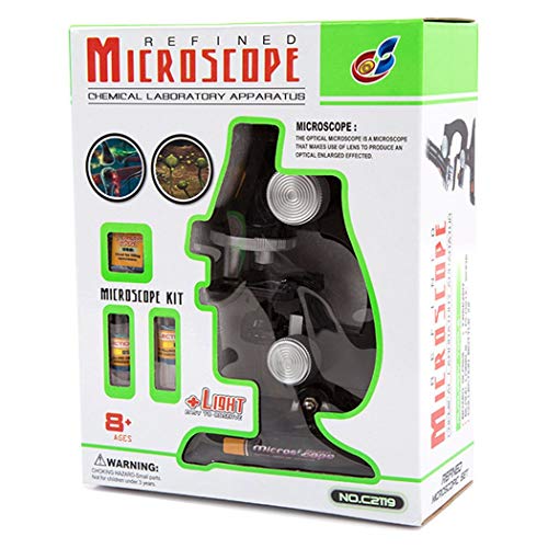 Sipobuy Microscopio para niños, 100x 200x 450x Magnification Children Science Microscope Kit con Luces LED, Mi Primer microscopio de Juguete para educación temprana