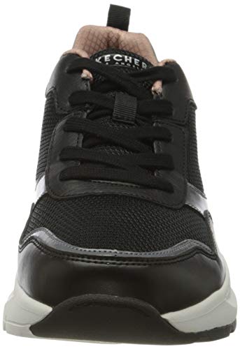 Skechers ROVINA Clean Sheen, Zapatillas para Mujer, Negro Black Mesh Leather Durapatent Trim Blk, 39 EU