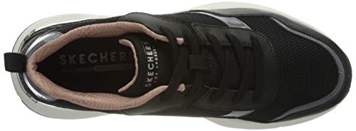 Skechers ROVINA Clean Sheen, Zapatillas para Mujer, Negro Black Mesh Leather Durapatent Trim Blk, 39 EU