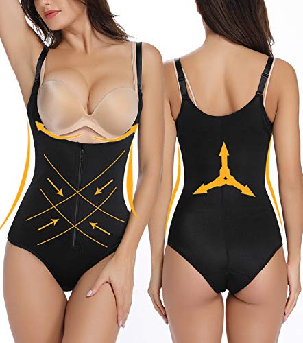 SLIMBELLE Body Reductor Sin Costuras Latex Fajas Reductoras Adelgazantes Mujer Corsé Modeladora Postparto Colombiana Body Shaper Nergo Beige (Negro(Zip), Large=ES 40)