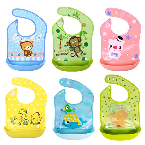 SLOSH 6 Baberos Impermeables Bebe Waterproof Niñas Niños Unisex Para Bebés de 6 Meses a 3 Años