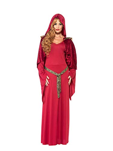 Smiffys-43718L Traje de Alta Sacerdotisa, con Vestido, Cinturón y Capa Encapuchada, Color Rojo, L-EU Tamaño 44-46 (Smiffy'S 43718L)