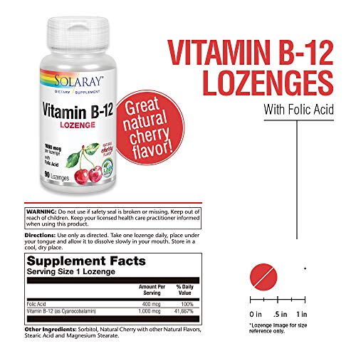 Solaray Vitamin B-12 1000mcg | Cereza | 90 Lozenges