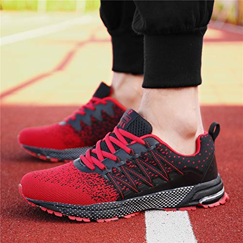 SOLLOMENSI Zapatillas de Hombres Deporte Running Zapatos para Correr Gimnasio Sneakers Deportivas Padel Transpirables Casual Montaña 47 EU A Rojo