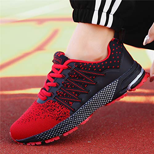 SOLLOMENSI Zapatillas de Hombres Deporte Running Zapatos para Correr Gimnasio Sneakers Deportivas Padel Transpirables Casual Montaña 47 EU A Rojo