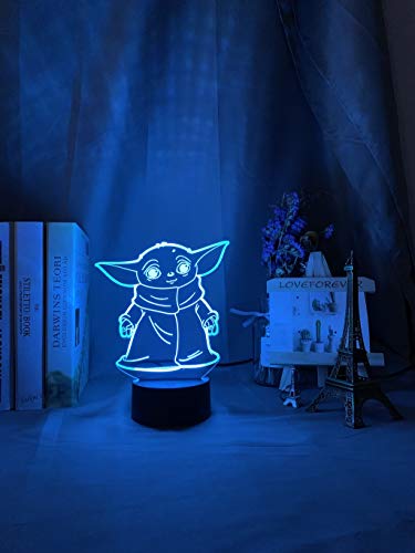 (Solo 1) luz de noche LED decoración de la habitación de los niños luz de noche sensor táctil USB lámpara de mesa pequeña lámpara 3D regalo de ventilador de película