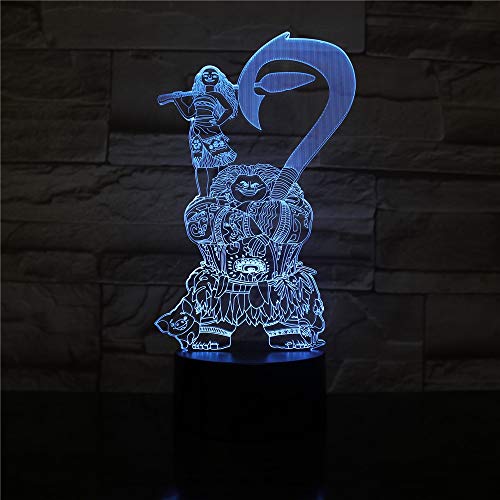 Solo 1 pieza Película animada Oceania Princess Moive Figura Decorativa Kids n Bedroom Decor Best Cool 3D Night Lamp USB Nightlight LED Night light