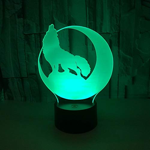 Solo 1 pieza Wolf 3d Lámparas de mesa de noche pequeñas para sala de estar Colorido Touch Led Visual Gift Atmósfera Lámpara de escritorio LedTable Moderne