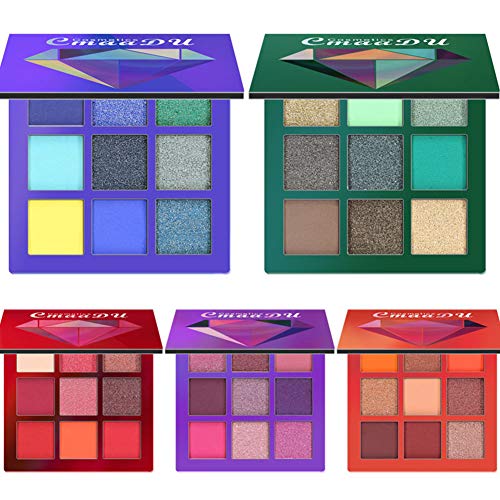 Sombras de Ojos Brillantes clifcragrocl - 9Colors Paleta de la sombra de ojos de las mujeres del brillo encantador Maquillaje Pigmented mate del reflejo - 1