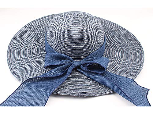 Sombrero para El Sol Sombrero De Sol De Verano para Mujer Sombrero De Paja Sombreros De Playa para Mujer Verano De Verano Gorra De Viaje De ala Ancha Azul Marino