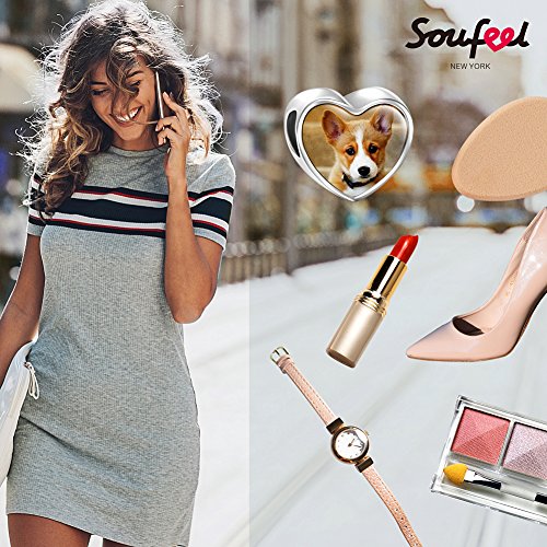 SOUFEEL Abalorio Charm Pulsera de Foto Personalizado Plata de Ley Navidad Cumpleaño y Aniversario para Madre Mujer Niña