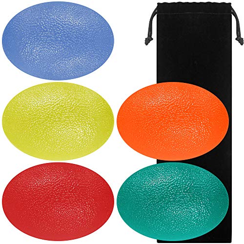 SourceTon Fidgets bola de alivio de estrés, mano en forma de huevo, agarre de dedos para terapia de estrés, gran rehabilitación física y fortalecedor de agarre, paquete de 5 bolas de apriete