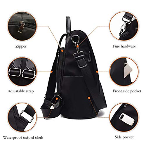 SPEEDEVE Mochila Antirrobo Mujer Portatil Impermeable,8888-1 Negro